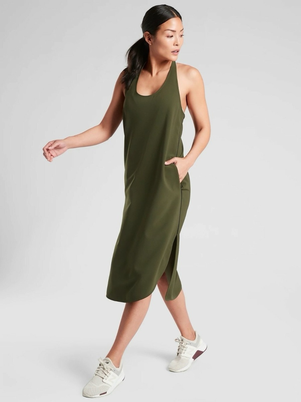 NWT Athleta Illuminate Dress Olive Green - Picture 1 of 6
